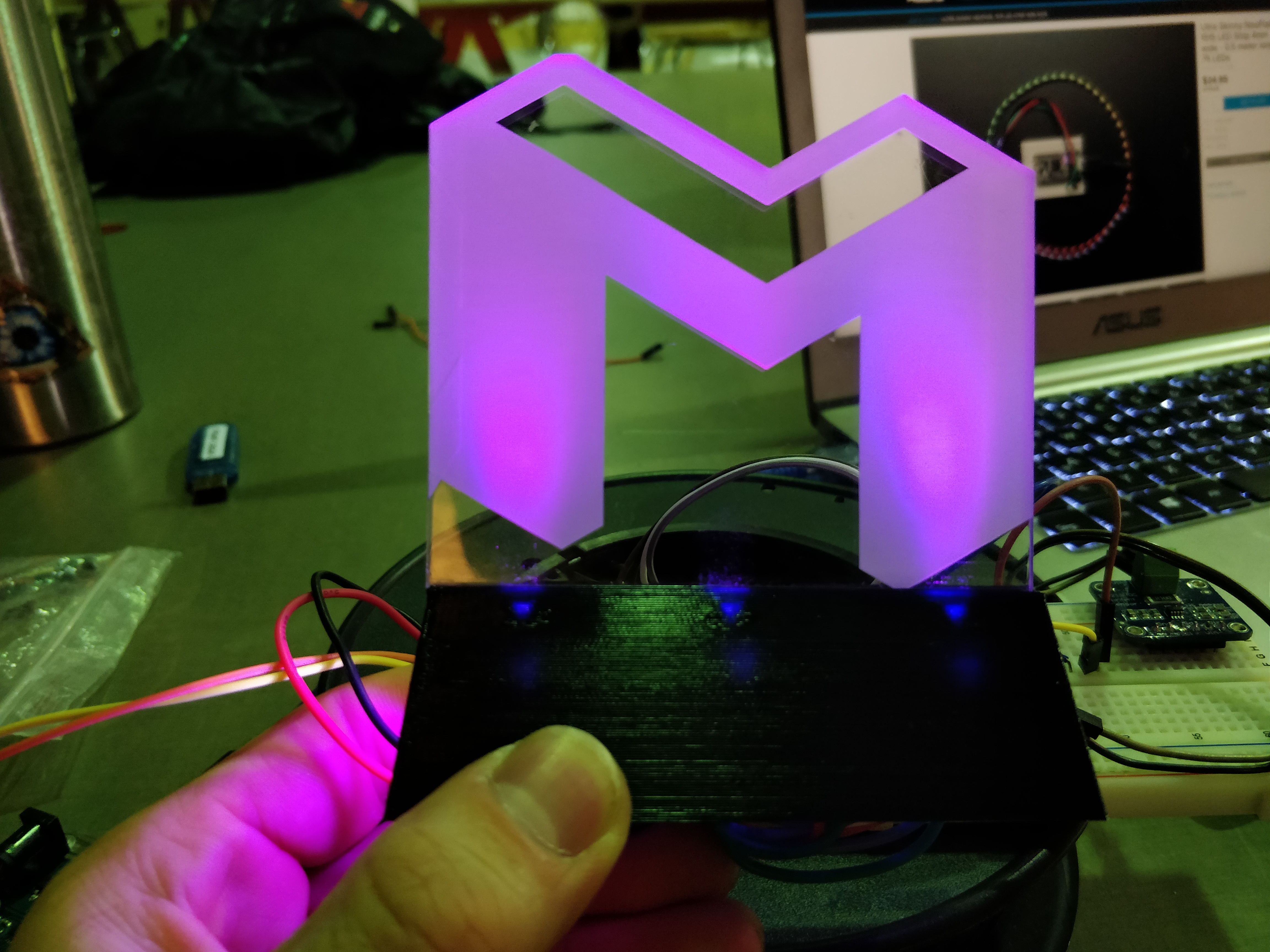 Acrylic M with RGB leds